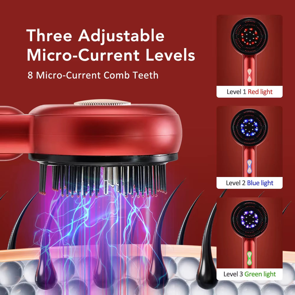 Electric Micro-Current Massage Comb 660Nm Red Light Hair Care Comb Kneading Relax Head Scalp Massager Blood Circulation