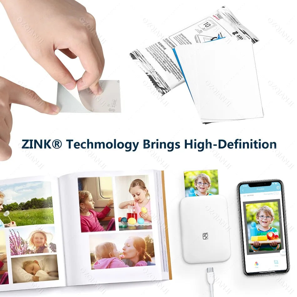 HPRT MT53 3Inch Zink Small Inkless Photo Printer Directly Connected to Mobile Phone with Color HD Restoration Suppor IOS Android