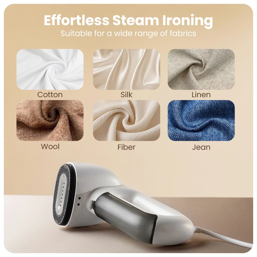Portable Electric Clothes Steam Iron with Mite Removal & Self-Suction for Travel & Home